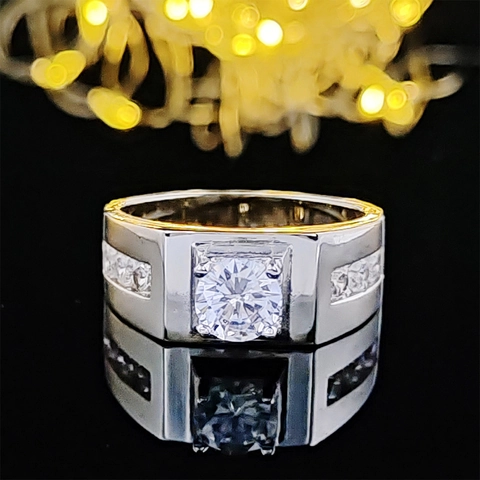 Herren Geometrischer Kupferring Großer Runder Strass Eingelegt Moderner Mode Fingerschmuck Für Party Bankett Alltag Geschenk