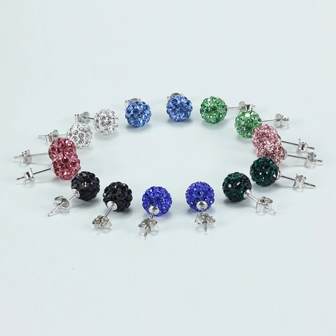 Minimalist Copper Rhinestone Ball Stud Earrings For Women Crystal Sparkling Fashion Jewelry Daily Accessary Party Earring