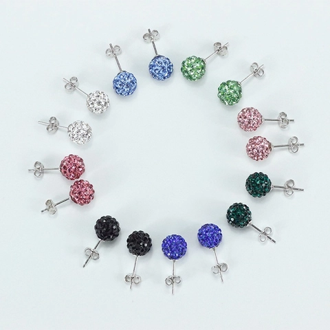 Minimalist Copper Rhinestone Ball Stud Earrings For Women Crystal Sparkling Fashion Jewelry Daily Accessary Party Earring