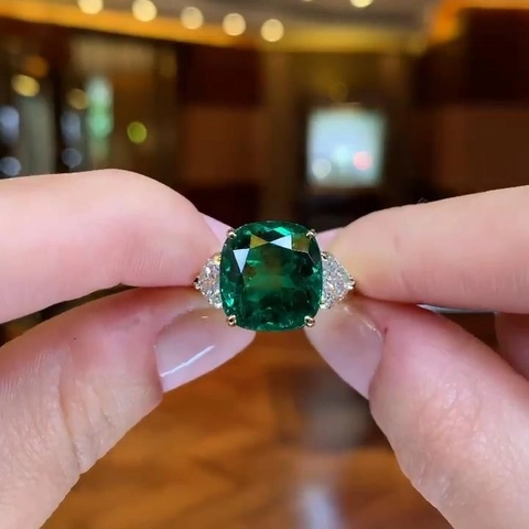 Vintage Emerald Green Copper Ring For Women Gold Silver Plated Square Cubic Zirconia Statement Ring Wedding Jewelry Gift