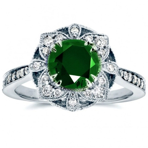 Bague Fleur Évidée Vintage Pour Femme Bijoux En Cuivre Rétro Avec Design Halo En Zircon Rond Accessoire Élégant