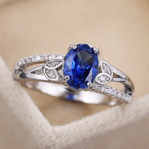 Anillo De Cobre Vintage Zirconia Ovalado Para Mujer Plateado Diseño Hoja Lujo Anillo Dedo Calado Joyería Boda Banquete Regalo