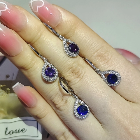 Élégantes Boucles d'Oreilles Pendantes Halo Goutte d'Eau en Cuivre Avec Strass Larme d'Ange pour Femmes Bijoux de Mode Cadeau