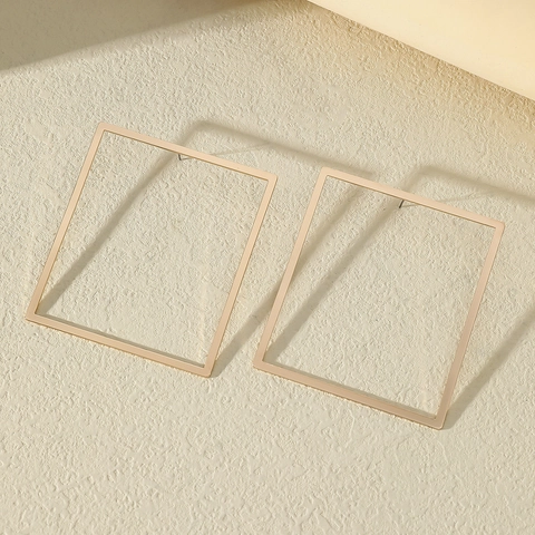 Minimalist Oversized Square Frame Alloy Hoop Earrings With Stainless Steel Earring Post Large Geometric Earrings For Women