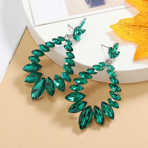 Boucles d'Oreilles Goutte d'Eau Surdimensionnées en Alliage avec Strass pour Femmes Élégantes Boucles d'Oreilles Géométriques à Gland en Cristal Bijoux de Banquet