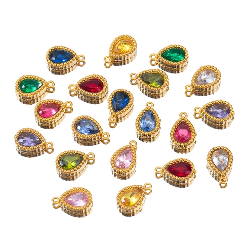 Pendentifs en Acier Inoxydable en Forme de Larme avec Strass Base Dorée Vintage pour Collier Bracelet DIY Accessoires