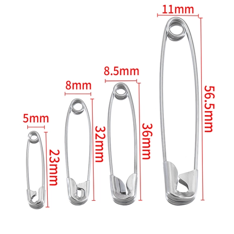 Stainless Steel Safety Pins Set Metal Fasteners For Sewing DIY Crafts Jewelry Making Garment Fixing Silver Pins Accessory