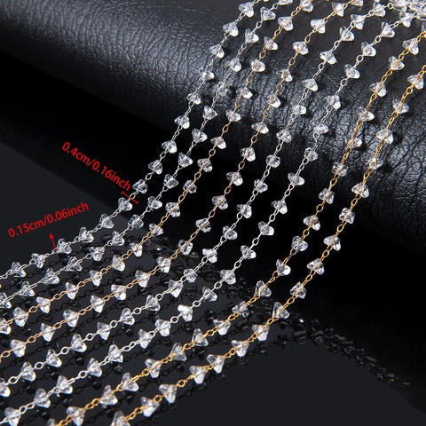 DIY Kralen Koperen Ketting Voor Sieraden Maken Handgemaakte Knutselaccessoires Goud Zilver Vergulde Strass Schakelketting