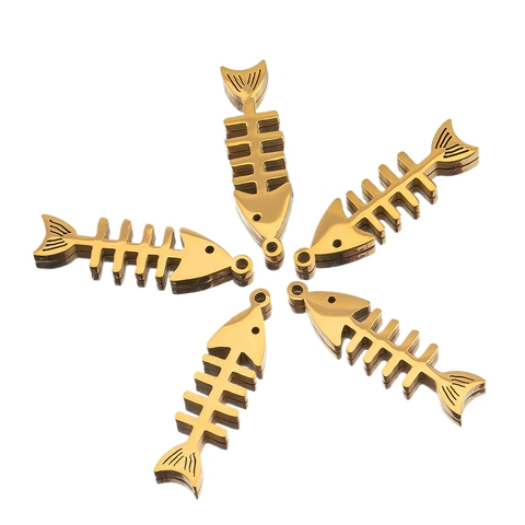 Stainless Steel Fish Bone Pendants Cute Fishbone Charms DIY Jewelry Making Accessories For Necklace Bracelet Crafting Findings