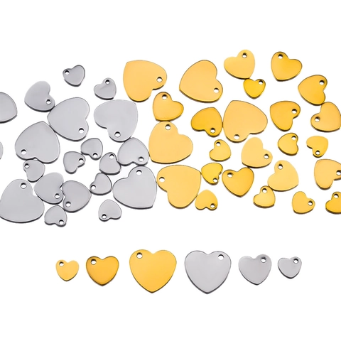 Stainless Steel Heart Shaped Pendant Tags Mirror Polished Metal Charms DIY Jewelry Making Accessories For Necklace Bracelet DIY Jewelry Tag