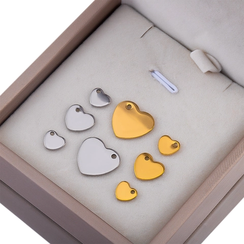 Stainless Steel Heart Shaped Pendant Tags Mirror Polished Metal Charms DIY Jewelry Making Accessories For Necklace Bracelet DIY Jewelry Tag