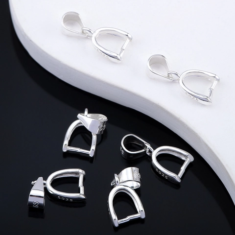 S925 Sterling Silver Pendant Pinch Bail Clasp Connector For DIY Necklace Jewelry Making Silver Handmade Findings Accessories