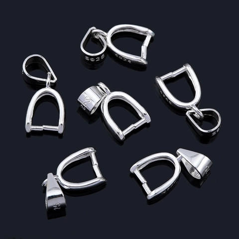 S925 Sterling Silver Pendant Pinch Bail Clasp Connector For DIY Necklace Jewelry Making Silver Handmade Findings Accessories