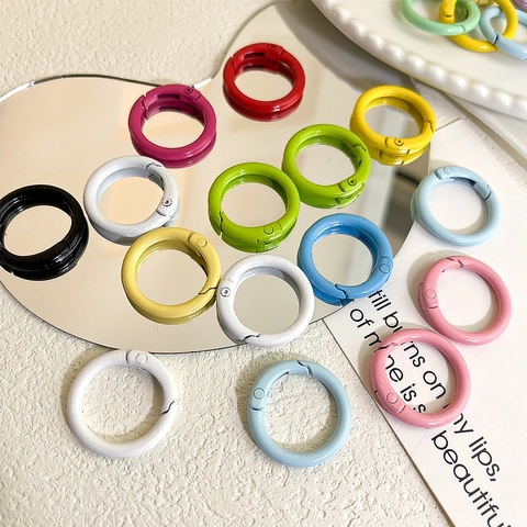 Colorful Alloy Round Spring Gate Rings 24mm Open O Ring Connectors For DIY Jewelry Making Keychain Bag Accessories Crafting