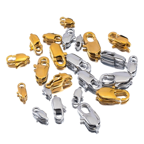Stainless Steel Lobster Clasp For Jewelry Making DIY Necklace Bracelet Connector Gold Silver Plated Spring Clasp Findings
