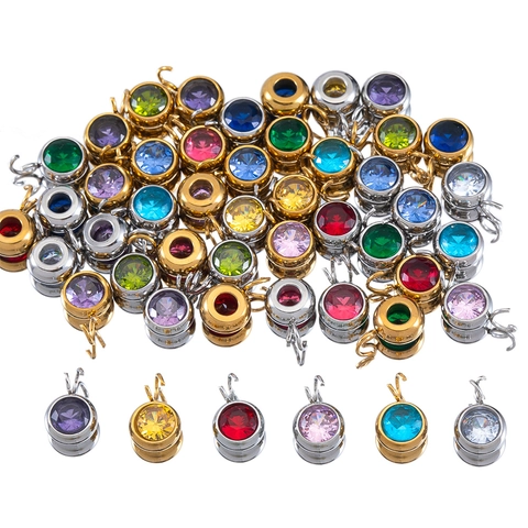Ciondolo Rotondo in Acciaio Inossidabile con Zirconia Accessori per Gioielli Fai-da-te Ciondoli per Collana a Catena per Donna