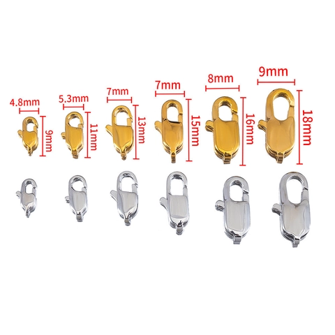 Stainless Steel Lobster Clasp For Jewelry Making DIY Necklace Bracelet Connector Gold Silver Plated Spring Clasp Findings