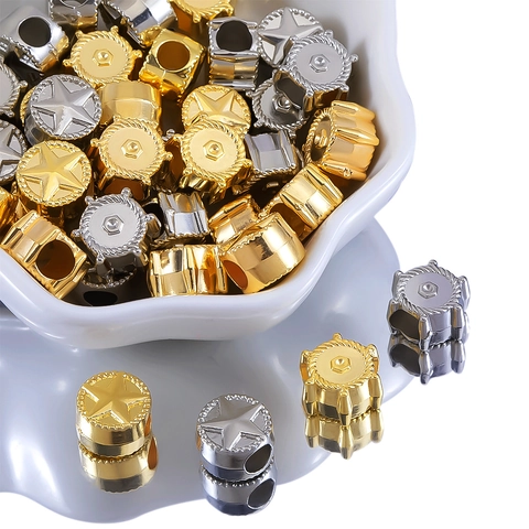 Vintage CCB Electroplated Spacer Beads For Jewelry Making DIY Bracelet Necklace Large Hole Heart Star Crown Beads Accessories