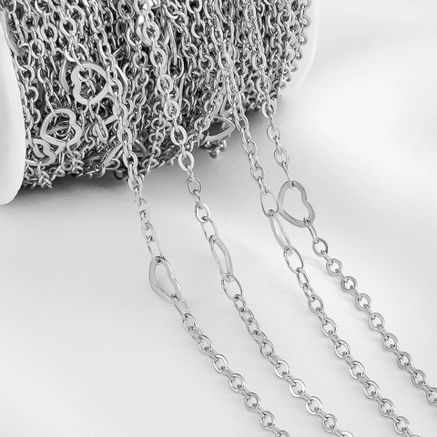 Stainless Steel Hollow Heart Link Chain DIY Jewelry Making Material Gold Silver Heart Shape Chains For Necklace Bracelet