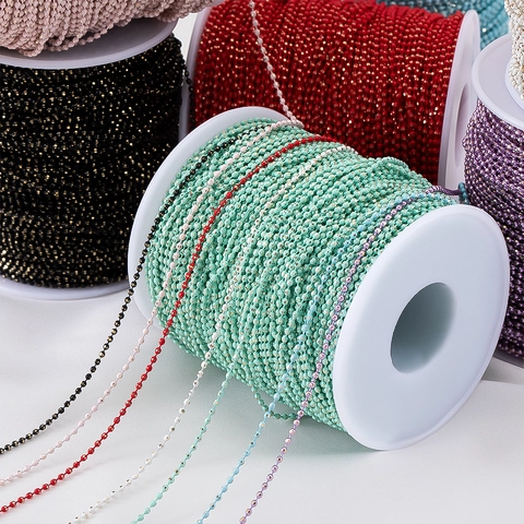 Fine Copper Ball Bead Chain For DIY Jewelry Making Colorful Metal Findings For Hairpins Tassels And Handcrafted Accessories