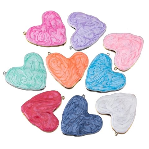 Colgante de Corazón con Textura Artística de Óleo Acero Inoxidable 304 Forma de Corazón Esmaltado DIY Accesorio de Joyería para Mujer