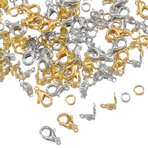 Alloy Lobster Clasps And Jump Rings Jewelry Finding Kit For Necklace Bracelet DIY Making Metal Connectors Supplies