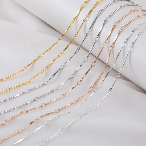 Electroplated Copper Stick Link Chain DIY Jewelry Findings Minimalist Style For Necklaces Bracelets Handcraft Making Women