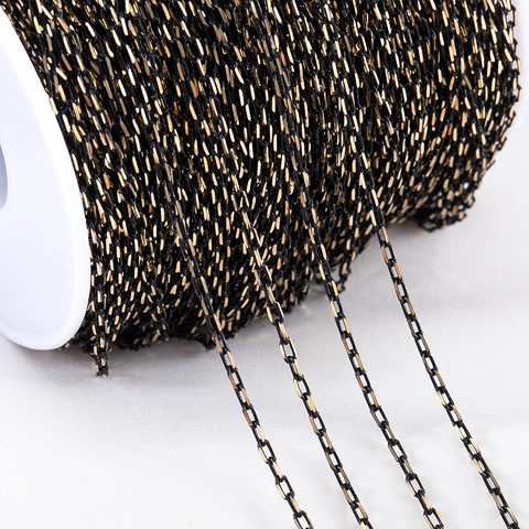 DIY Jewelry Making Copper Sausage Chain Bamboo Link Chain Gun Black Electroplated Thin Accessories For Handmade Necklace Supplies