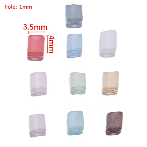 Square Glass Beads For DIY Jewelry Making Frosted And Glossy Cube Spacer Beads For Bracelets Phone Chains Macaron Colors Multi-color Perforated Beads Handcrafted Accessories Gift