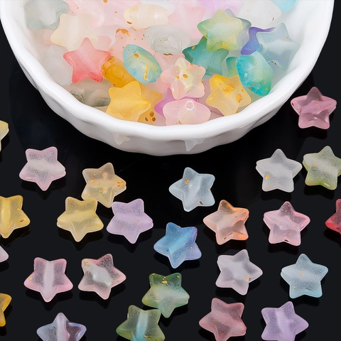 Perlas Sueltas de Estrella de Resina Esmerilada Con Polvo de Oro Para Creación de Joyería DIY Cuentas Para Collar Pulsera