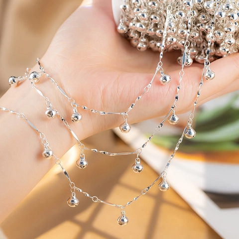 Kupfer Glockenkette Schmuckzubehör Für DIY Halskette Armband Herstellung Minimalistisch Galvanisierte Glocke Link Chain Komponenten