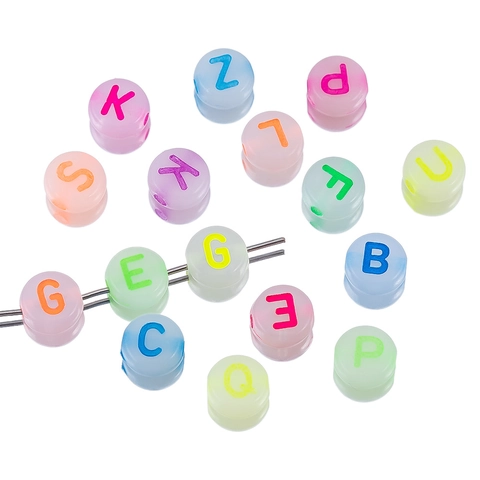 Cuentas de Acrílico de Alfabeto Corazón Estrella Luna Cruz Cara Sonriente Para Fabricación de Joyas DIY Pulsera Collar Artesanía Hecha a Mano Colores Mezclados Cuentas Redondas Planas