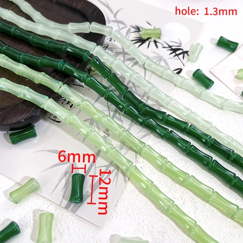 Perline Sciolte in Vetro a Nodo di Bambù Stile Cinese Serie Verde per Creazione di Gioielli Fai-da-Te Bracciale Collana
