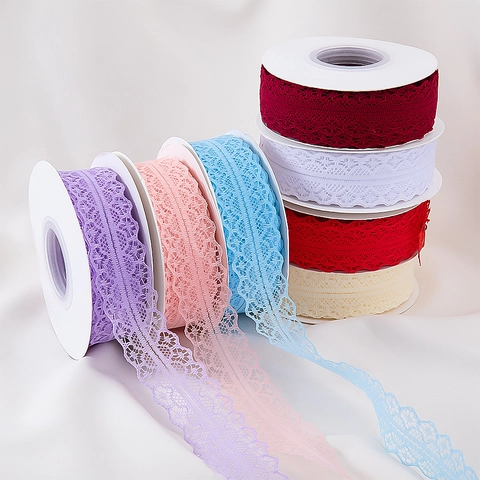 Non-Elastic Floral Lace Trim Ribbon Roll For DIY Sewing Crafts Hair Bow Making Wedding Party Gift Wrapping Decoration