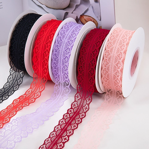 Non-Elastic Floral Lace Trim Ribbon Roll For DIY Sewing Crafts Hair Bow Making Wedding Party Gift Wrapping Decoration