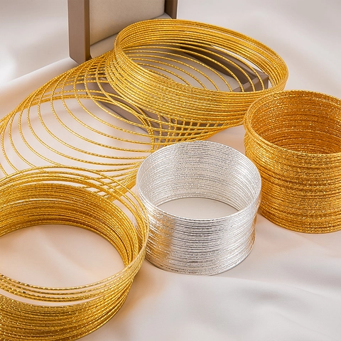 DIY Jewelry Making Wire Coils Textured Multilayer Iron Metal Circles For Bracelet Findings Gold Silver Plated Craft Wire