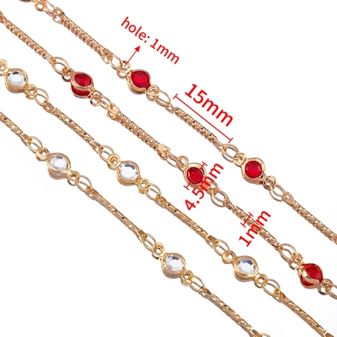 Gold Plated Copper Chain With Colorful Glass Beads For DIY Jewelry Making Bracelet Necklace Headwear Handmade Accessories