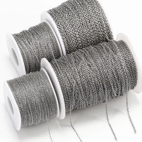Stainless Steel Cable Chain O-Chain For DIY Necklace Bracelet Jewelry Making Findings Electroplated Steel Gold Craft Chain