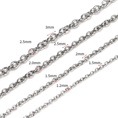 Stainless Steel Cable Chain O-Chain For DIY Necklace Bracelet Jewelry Making Findings Electroplated Steel Gold Craft Chain