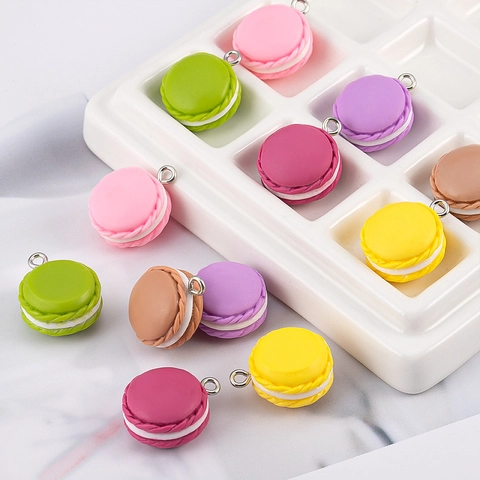 Harz Simulierte Macaron Anhänger Für DIY Schmuckherstellung Essen Anhänger Ohrringe Schlüsselanhänger Mode Süß Schmuckzubehör