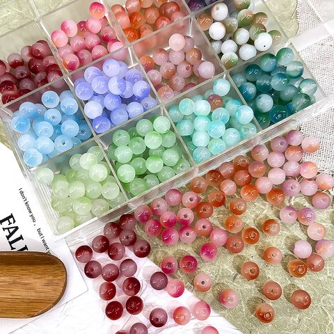 Gradient Glass Beads Round Straight Hole Czech Beads For DIY Bracelet Necklace Jewelry Making Accessory