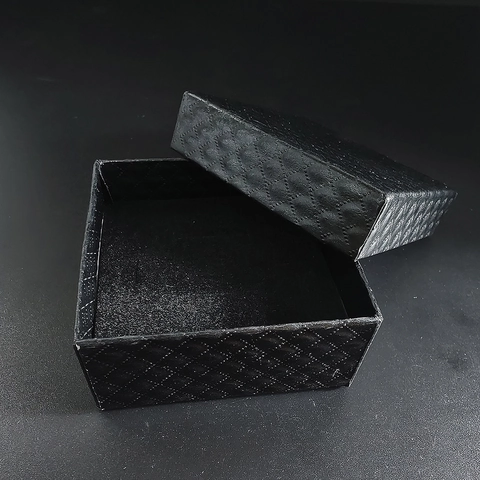 Black Square Jewelry Gift Box With Flocking Lining Rhombus Ostrich Pattern Jewelry Storage Box For Ring Earring Necklace