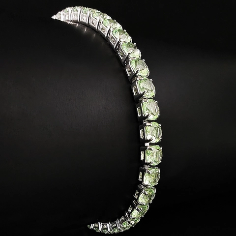 Elegante Muntgroene Strass Tennis Armband Koper Verzilverd voor Vrouwen Mode Sieraden Valentijn Cadeau Armband