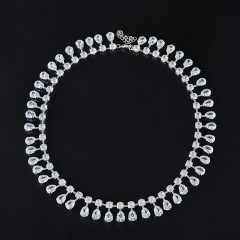Βίντατζ Στύλ Αυλής Χάλκινο Κολιέ Choker Με Στρας Σε Σχήμα Αχλαδιού Κομψή Αλυσίδα Σταγόνα Νερού Κοσμήματα Γάμου Για Γυναίκες