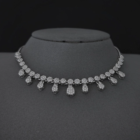Luxe Koperen Zirconia Waterdruppel Halsketting Voor Vrouwen Elegante Glimmende Traandruppel Hanger Halsketting Voor Bruiloft Banket Feest Sieraden