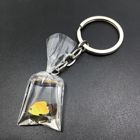 Kreativer Wasserbeutel Fisch Anhänger Schlüsselanhänger Neuheit Tropischer Goldfisch Taschenanhänger Dekoration Harz Schlüsselring Geschenk