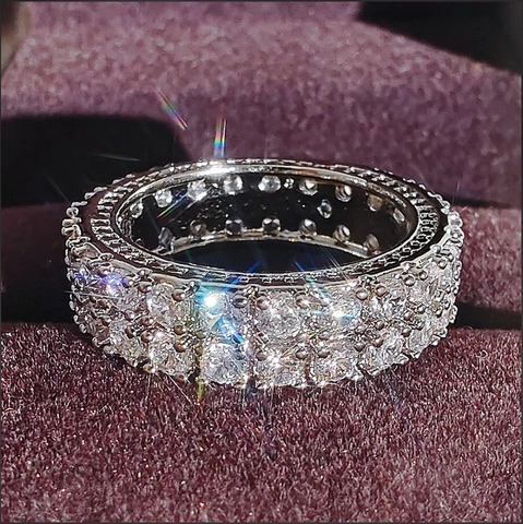 Mode Luxus Herren Iced Out Strass Ring Kupfer Punk Hip Hop Street Style Eternity Ring Schmuck Für Damen Herren