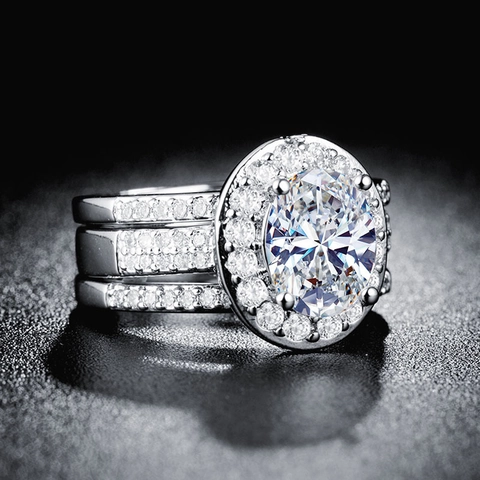 Luxurious Copper Zirconia Ring Collection For Women Halo Round Cut Wedding Engagement Band Stackable Fine Jewelry Gift