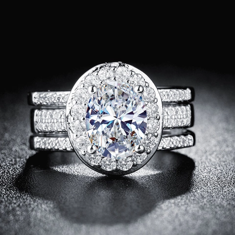 Luxurious Copper Zirconia Ring Collection For Women Halo Round Cut Wedding Engagement Band Stackable Fine Jewelry Gift