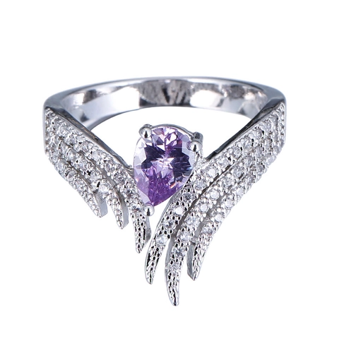 Elegant Pear Cut Zircon Wing Ring Copper Sparkling Wedding Engagement Jewelry For Women Luxury Fashion Accessory